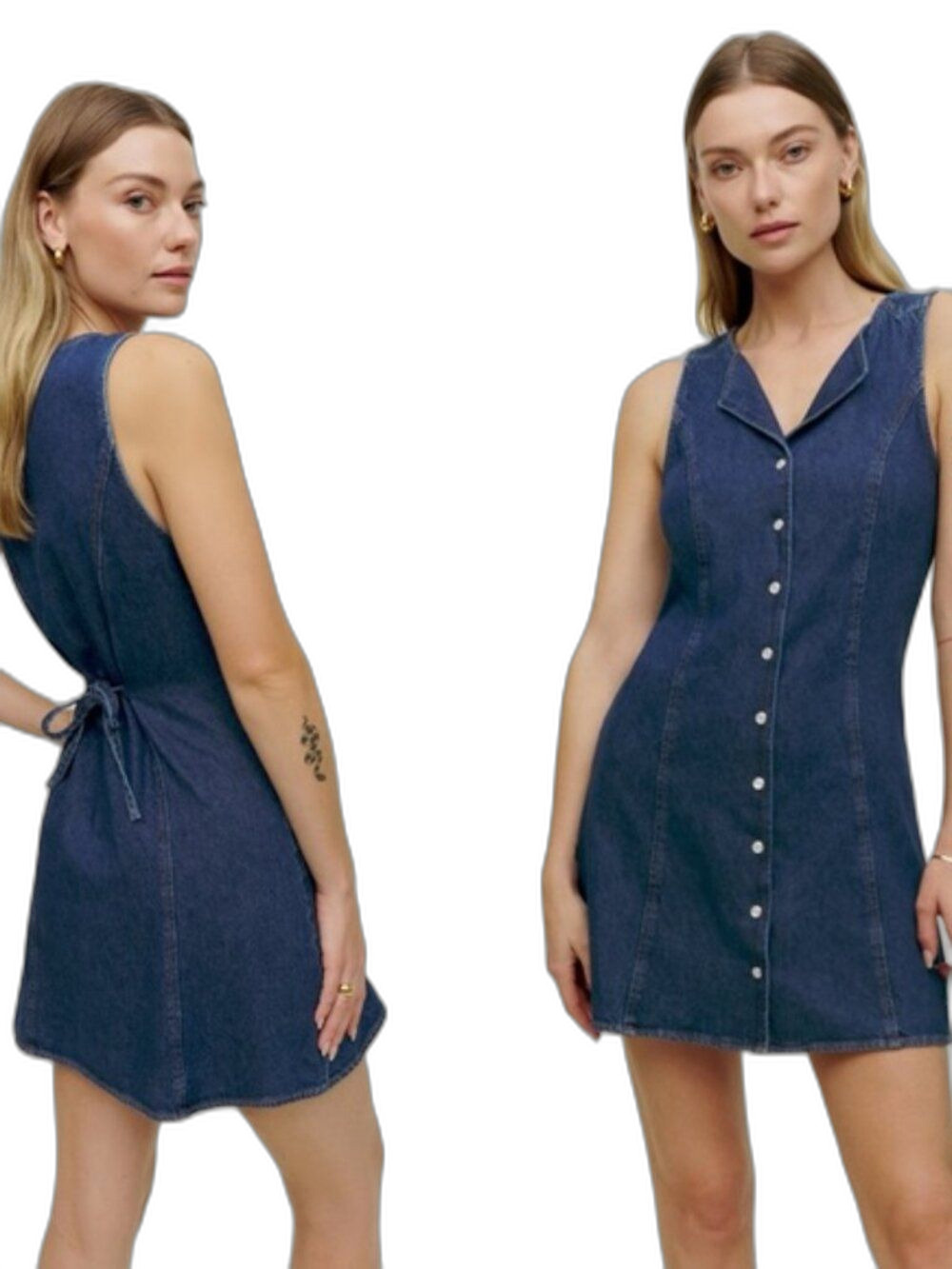 Reformation Jaime Denim Dress Size 6 Blue Jean Sundress Button Down 90’s Jamie